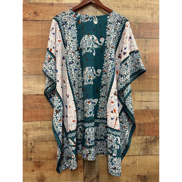 Elephant Print Kaftan Tunic One Size Fits Most By Sant Classics 100% Polyester G - Picture 5 of 8